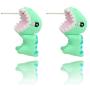 Tattooshe Fashion Stud Earrings Soft Pottery Dinosaur Earrings Green Fine Jewelry for Women Child Girls