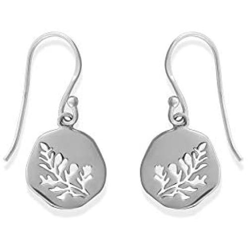 Boma Jewelry Sterling Silver Cut-Out Leaf Branch Dangle Earrings