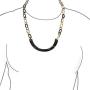Bling Jewelry Earth Tone Brown Handmade Natural Statement Boho Fashion Buffalo Horn Oval Chain Link Necklace for Women