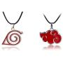 2 pack Ninja red Leaf Symbol Logo Pendant Necklace and Red Cloud Necklace