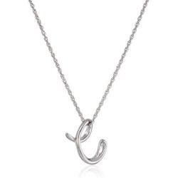 Sterling Silver Cursive Script Initial ''C'' Pendant Necklace, 18''