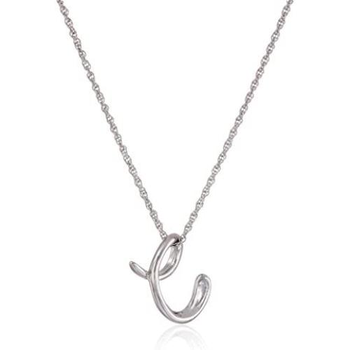 Sterling Silver Cursive Script Initial ''C'' Pendant Necklace, 18''
