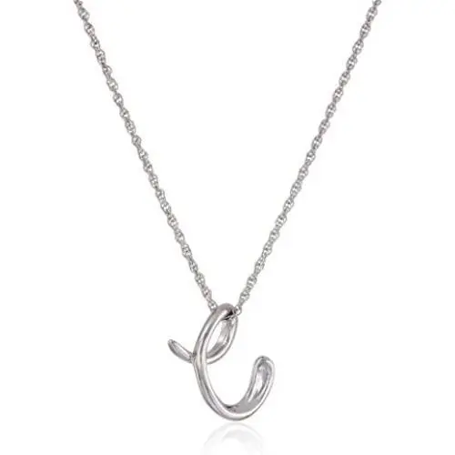 Sterling Silver Cursive Script Initial ''C'' Pendant Necklace, 18'' Sterling Silver Cursive Script Initial ''C'' Pendant Necklace, 18''