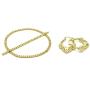 Womens 14K Gold Plated Hugs Kisses XOXO Necklace Bracelet Earrings Jewelry Set Hollow Hugs Kisses Design Heart Round Hoop XOXO Earrings 30mm