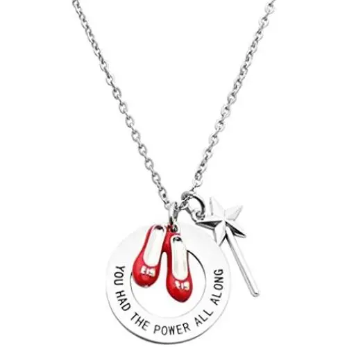 Beeshion Wizard of Oz Necklace Stainless Steel Charm with Ruby Red Slippers Pendant Necklace Inspirational Gift for Her Beeshion Wizard of Oz Necklace Stainless Steel Charm with Ruby Red Slippers Pendant Necklace Inspirational Gift for Her