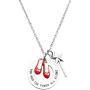 Beeshion Wizard of Oz Necklace Stainless Steel Charm with Ruby Red Slippers Pendant Necklace Inspirational Gift for Her