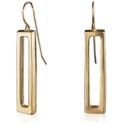 NIEVOS JEWELRY Gold-plated-brass Earring 24k Classic Rectangle Earring. Chunky Design Gift Jewelry Love Handmade Designer Made By Women For Her