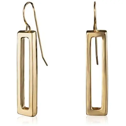 NIEVOS JEWELRY Gold-plated-brass Earring 24k Classic Rectangle Earring. Chunky Design Gift Jewelry Love Handmade Designer Made By Women For Her NIEVOS JEWELRY Gold-plated-brass Earring 24k Classic Rectangle Earring. Chunky Design Gift Jewelry Love Handmade Designer Made By Women For Her