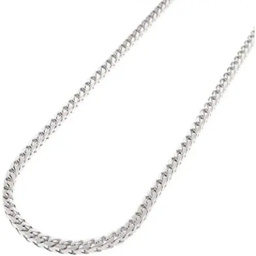 PREMIUM .925 Solid Sterling Silver Franco Square Box Link Rhodium Chain Necklaces 1MM - 5.5MM, 16'' - 30'', Men & Women, Exclusively Made In Italy, In Style Designz