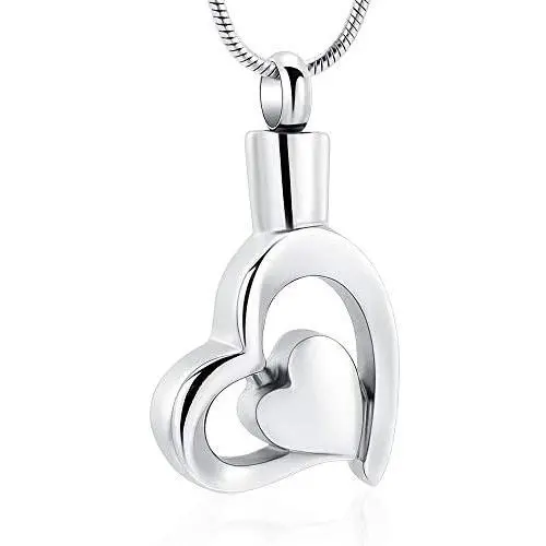 mingkejw Double Heart Cremation Urn Necklace Pendant Funnel Fill Kit Keepsake Memorial Ashes mingkejw Double Heart Cremation Urn Necklace Pendant Funnel Fill Kit Keepsake Memorial Ashes