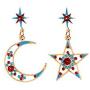 Frchalleretour Jewelry for Women Moon Stars earrings Fashion Jewelry hoop earrings funny earrings Drop Earrings Long Asymmetrical Earrings for Women Bohemia cute earrings Women Dangle Earrings