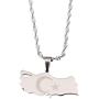 Stainless Steel Silver Color Turkey Map Pendant Necklace Turkish Flag Charm Jewelry