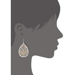 Bohemian Gold & Silver Two Tone Floral Filigree Big Tear Drop Earrings