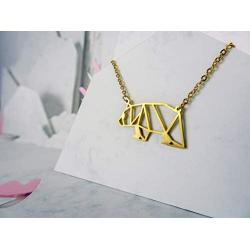 La Menagerie Bear Gold Origami Jewelry & Gold Geometric Necklace – 18 Karat Plated Gold Necklace & Bear Necklaces for Women – Bear Necklace for Girls & Origami Necklace