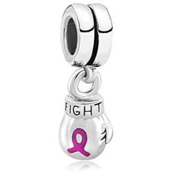 Casa De Novia Jewelry Boxing Gloves Charms Pink Ribbon Fight Breast Cancer Awareness Bead fit European Bracelets