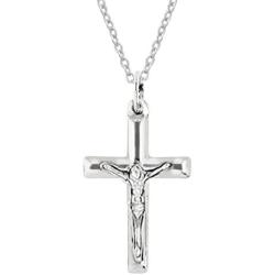 Ritastephens Sterling Silver Mini Tubular Cross Crucifix Small Pendant Necklace