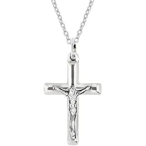 Ritastephens Sterling Silver Mini Tubular Cross Crucifix Small Pendant Necklace Ritastephens Sterling Silver Mini Tubular Cross Crucifix Small Pendant Necklace