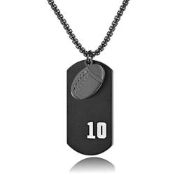 VI.SPORT Bible Verse Football Player Number 10 Necklace Dog Tag Pendant Religious Philippians 4:13 I Can Do All Things Jewelry