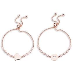 Eigso Mother Daughters Bracelet Set for 2 3 4 Mom and Daughter Jewelry Matching Heart Jewelry Gift for Mom Rose Gold Chain Bracelet Mothers Day Jewelry Gifts