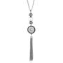 Pizazz Studios Long Snap Charm Tassel Necklace - Silver