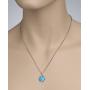 Stera Jewelry Sterling Silver Necklace & 10mm Shimmering Created Blue or White Opal Round Pendant