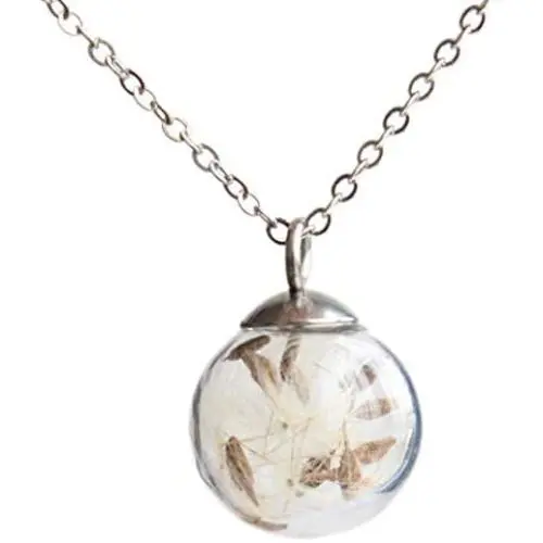 SIEASY Pressed Flower Pendant Necklace Real Dried Flower Resin Jewellery SIEASY Pressed Flower Pendant Necklace Real Dried Flower Resin Jewellery