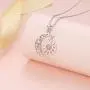 DAOSHANG 925 Sterling Silver Synthetic Opal Celtic Moon and Sun Pendant Necklace for Women Birthday Jewelry Gift, 18” Chain