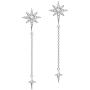 FANCIME Sterling Silver Starburst Star Long Tassels Drop Dangle Earrings/Necklace North Star Drop Y Shaped Lariat Polaris Necklace CZ Cubic Zirconia Dainty Fine Jewelry Set Gifts for Women Girls Mom