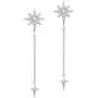 FANCIME Sterling Silver Starburst Star Long Tassels Drop Dangle Earrings/Necklace North Star Drop Y Shaped Lariat Polaris Necklace CZ Cubic Zirconia Dainty Fine Jewelry Set Gifts for Women Girls Mom