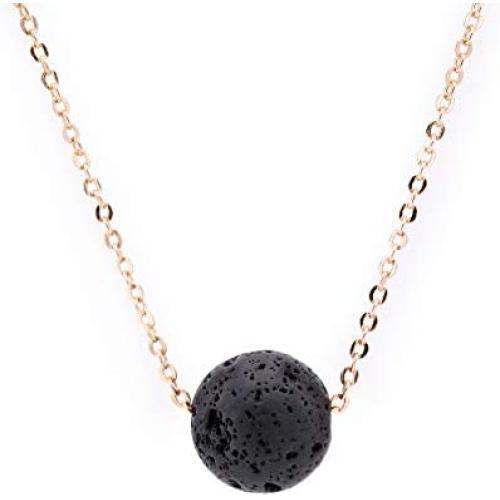 MISS RIGHT Hypoallergenic Lava Beads Ball Earrings Necklace, Lava Rock Stone Stud Dangle Hoop Earrings Dainty Thin Chain Diffuser Necklaces for Women Men Jewelry Gifts