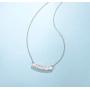 FANCIME October Birthstone Sterling Silver Created Fire Opal Necklace Smile Bar Pendant CZ Cubic Zirconia Necklace Fine Jewelry for Women 16+2 inch Extender