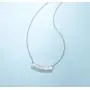 FANCIME October Birthstone Sterling Silver Created Fire Opal Necklace Smile Bar Pendant CZ Cubic Zirconia Necklace Fine Jewelry for Women 16+2 inch Extender