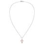 AeraVida Elegant X Cross Reconstructed Red Coral Inlay .925 Sterling Silver Pendant Necklace