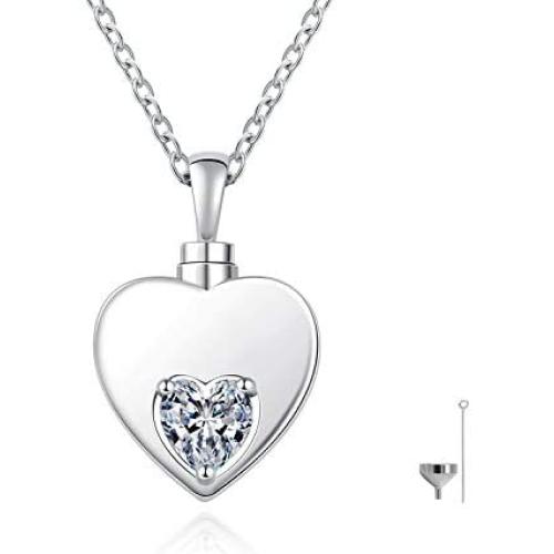 Loved Ones Urn Necklace 925 Sterling Silver Keepsake Memorial Heart Pendant Cremation Jewelry for Women