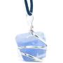 Blue Lace Agate Gemstone Pendant Necklace - Natural Crystal Healing | Stone of Encouragement and Support| Throat Chakra & Communication Aid | For Security and Self-Confidence| Jewelry for Men & Women