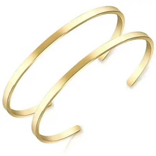 Lolalet 2 Pack Oval Thin Cuff Bracelet, Christmas Gift for Girlfriend Wife Mom, 18K Rose Gold/Gold Plated Couples Love Bracelets, Plain Polished Finish Bangle Jewelry Gift for Men Women Lolalet 2 Pack Oval Thin Cuff Bracelet, Christmas Gift for Girlfriend Wife Mom, 18K Rose Gold/Gold Plated Couples Love Bracelets, Plain Polished Finish Bangle Jewelry Gift for Men Women