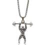 Weightlifting Necklace for Men, Bodybuilding Muscle Man Dumbbell Pendant Necklace with 27.6” Chain, Weightlifter Barbell Charm Necklace, Punk Rock Fitness Necklace, Hip Hop Gym Necklace Jewelry