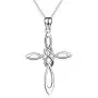 Celtic Knot Cross Necklace,Celtic Cross Dangle Earrings 925 Sterling Silver Polished Religious Infinity Love Irish Celtics jewelry for Women Girls