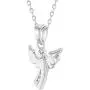 925 Sterling Silver Clear CZ Guardian Angel Necklace Pendant for Children 16''