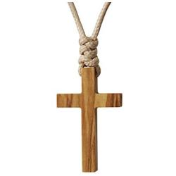 Natural Olive Wood Cross Pendant Necklace for Men Women Children Kids Boy Girl Gift Wooden Car Rearview Mirror Pendant