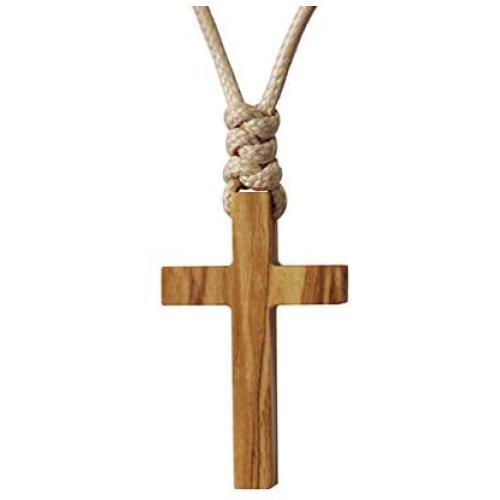 Natural Olive Wood Cross Pendant Necklace for Men Women Children Kids Boy Girl Gift Wooden Car Rearview Mirror Pendant