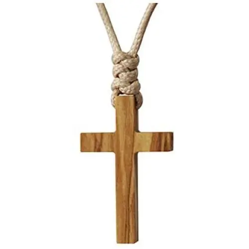 Natural Olive Wood Cross Pendant Necklace for Men Women Children Kids Boy Girl Gift Wooden Car Rearview Mirror Pendant