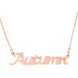 Autumn Name Necklace 18ct Rose Gold Plated Personalized Dainty Necklace - Jewelry Gift Women, Girlfriend, Mother, Sister, Friend, Gift Bag & Box