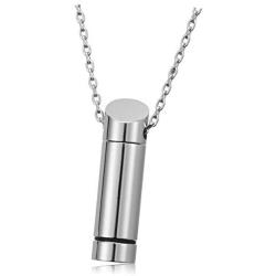 Zysta Personalized Custom Whistle Urn Necklace for Ashes Customized Engraving Cremation Tube Vial Ash Necklaces Ashes Keepsake Memorial Tube Pendant Locket Jewelry Stainless Steel