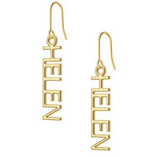 Dangle Name Earrings for Women Girls, 14K Gold Filled Personalized Name Earrings Dainty Fashion Dangle Earrings for Women Handmade Piercing Name Earrings for Women Girls Jewelry