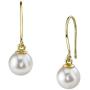 THE PEARL SOURCE 14K Gold AAA Quality Round Genuine White Akoya Cultured Pearl Linda Earrings for Women