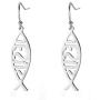 VASSAGO Jesus Fish Ichthys Faith Symbol Hook Earring Hollow Out Design Stainless Steel Drop Dangle Earrings for Women Girls