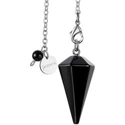 JADENOVA Pendulum Crystal Necklace Natural Obsidian Crystal Pendulums for Divination Dowsing Quartz Pendulum Chakra Reiki Healing Jewelry for Women Men