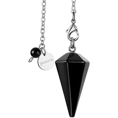 JADENOVA Pendulum Crystal Necklace Natural Obsidian Crystal Pendulums for Divination Dowsing Quartz Pendulum Chakra Reiki Healing Jewelry for Women Men JADENOVA Pendulum Crystal Necklace Natural Obsidian Crystal Pendulums for Divination Dowsing Quartz Pendulum Chakra Reiki Healing Jewelry for Women Men