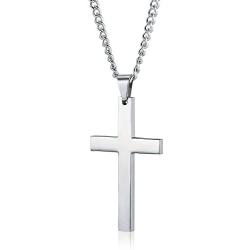 FIVE CENTS Christian Cross Pendant Necklace for Men Women Stainless Steel Jewelry Jeasus Cross Necklace